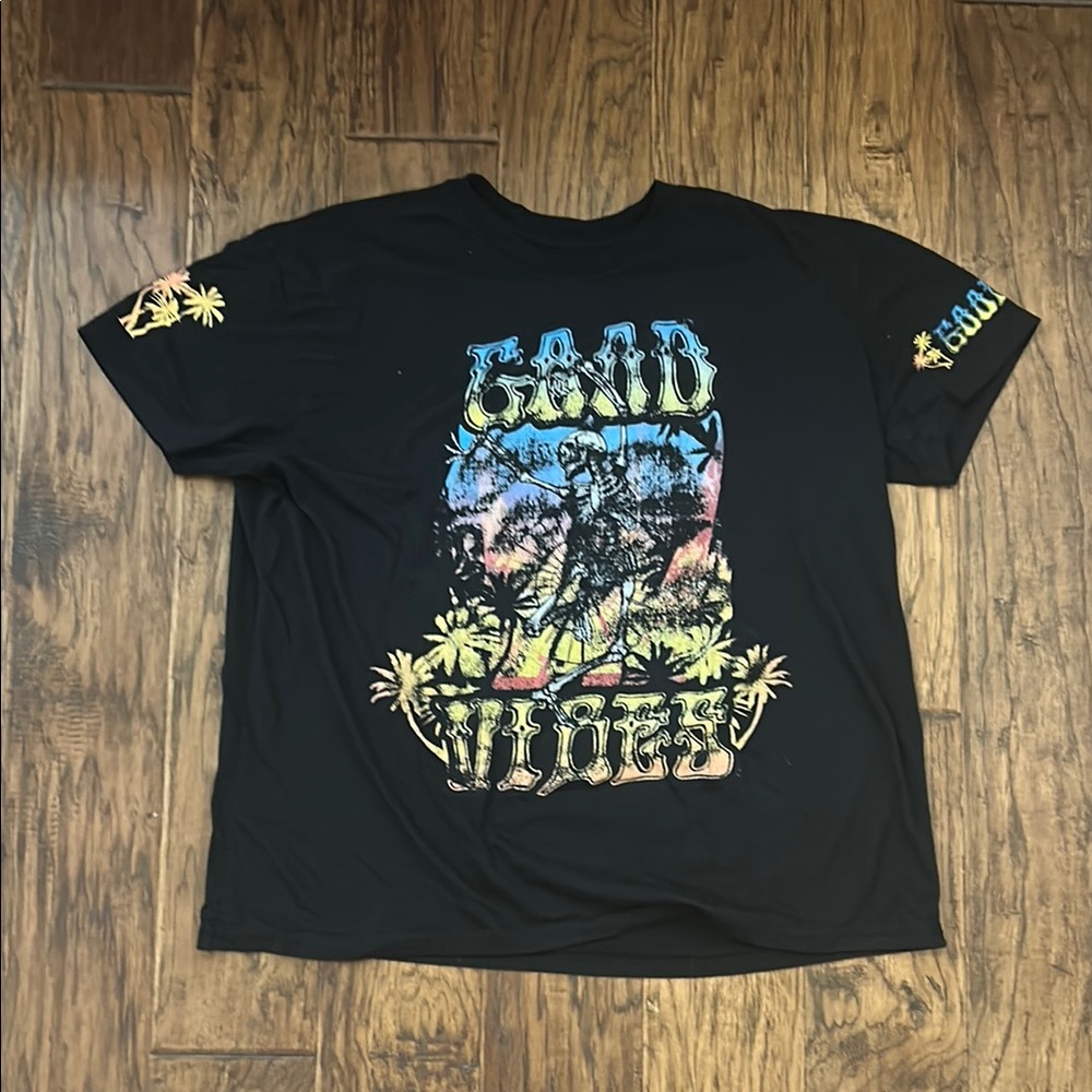 Black Short Sleeve Tee with Graphic Design